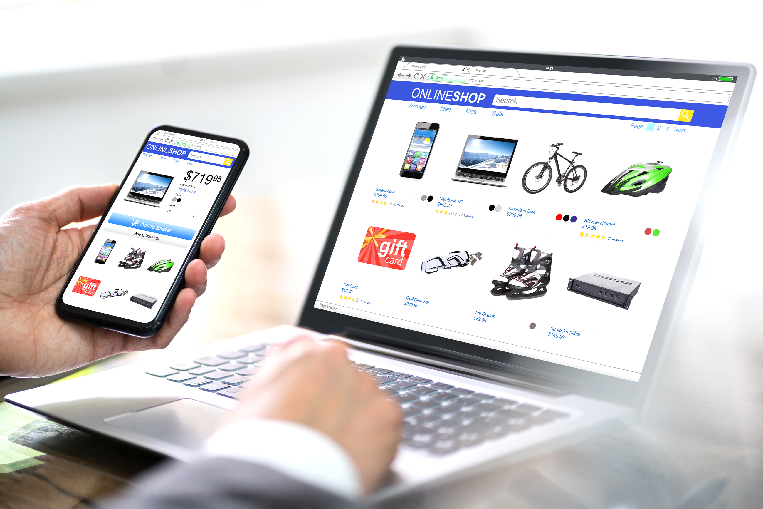 Online Ecommerce Store Holding Phone